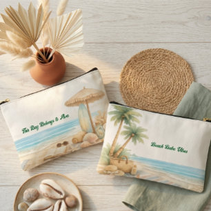 Soft Blue Beach Serenity Minimal Elegant Coastal Accessory Pouch
