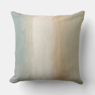 Soft Blue Beige Olive Grey Rustic Abstract Print Cushion