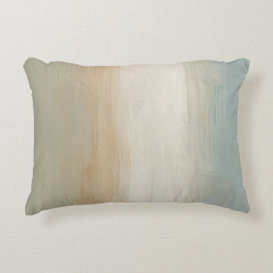 Soft Blue Beige Olive Grey Rustic Abstract Print Decorative Cushion