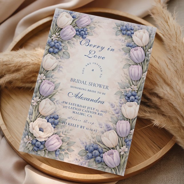 Soft Blue Berry Botanicals Bridal Shower Invitation (Creator Uploaded)