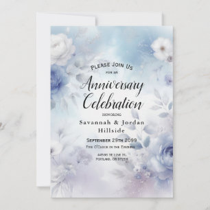 Soft Blue Blossoms and Lavender Mist Anniversary Invitation