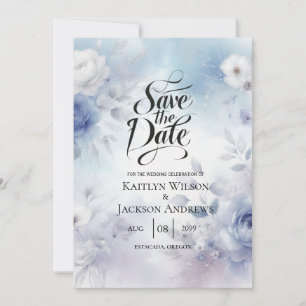 Soft Blue Blossoms and Lavender Mist Wedding Save The Date