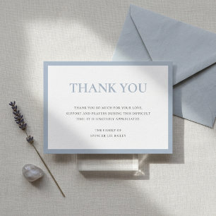 Soft Blue Border Minimalist Sympathy Thank You Card