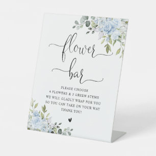 Soft Blue Botanical Bridal Shower Flower Bar Sign