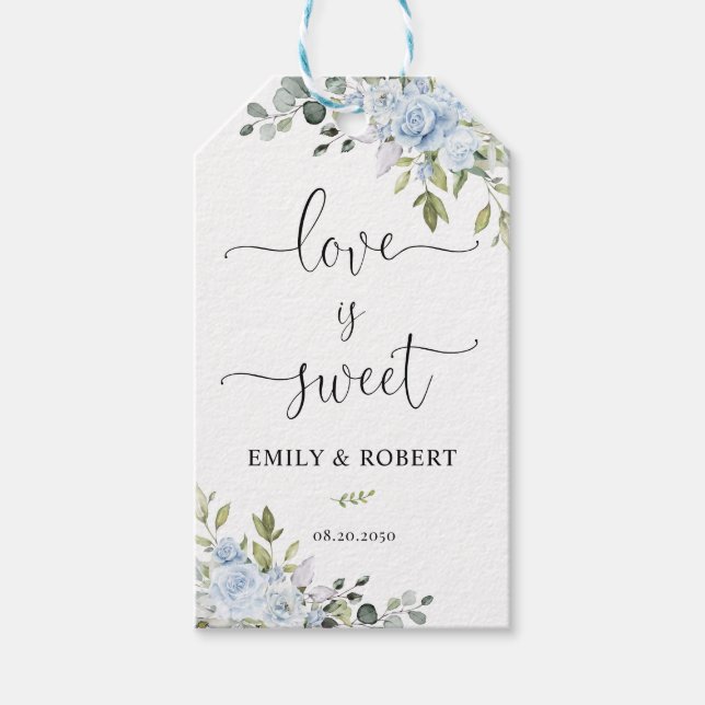 Soft Blue Botanical Floral Gift Tag (Front)