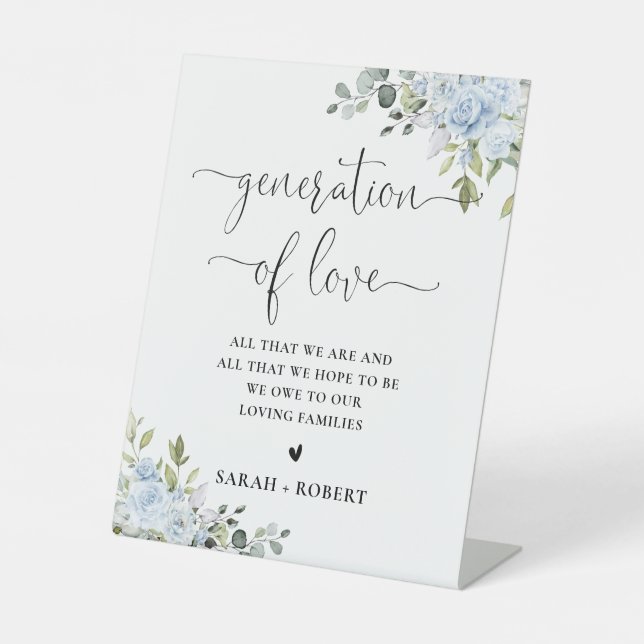 Soft Blue Botanical Generation of Love Sign (Front)