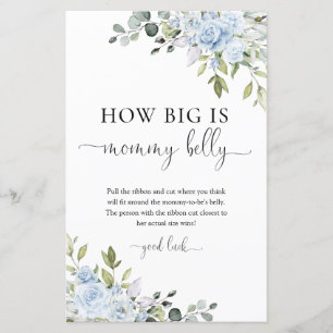 Soft Blue Botanical How Big is Mummy's Belly Game