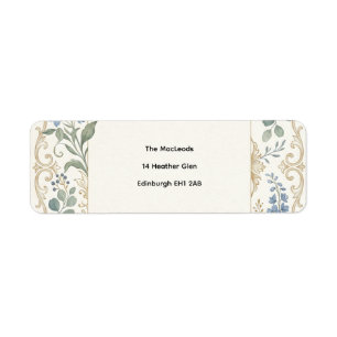 Soft Blue Botanical Return Address Label