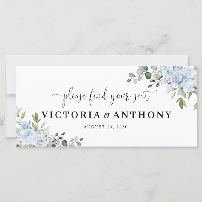 Soft Blue Botanical Wedding Head Table Sign (Front)