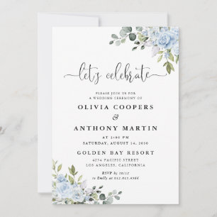 Soft Blue Botanical Wedding Invitation