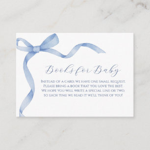 Soft Blue Bow Baby Shower Books for Baby Enclosure Card