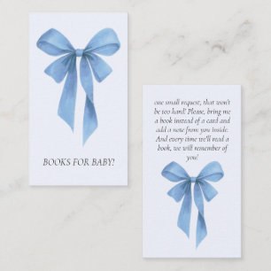 Soft Blue Bow Boy Baby Shower Books For Baby Enclosure Card