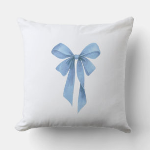 Soft Blue Bow Boy Baby Shower Cushion