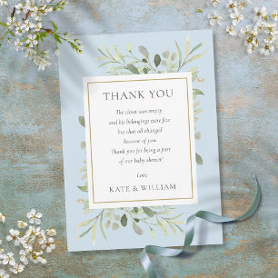Soft Blue Boy Baby Shower Thank You Poem Card
