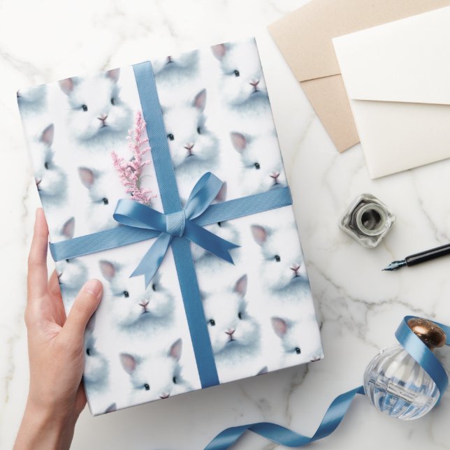 Soft Blue Bunny Pastel Watercolor Wrapping Paper (Gifting)