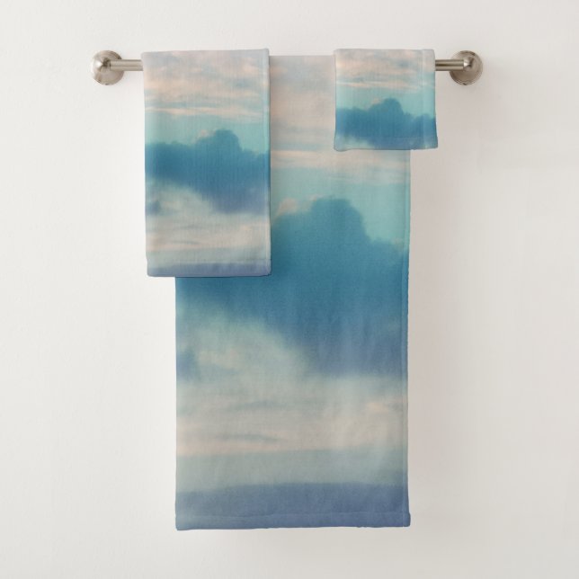 Soft Blue Clouds #1 #decor #art Bath Towel Set (Insitu)