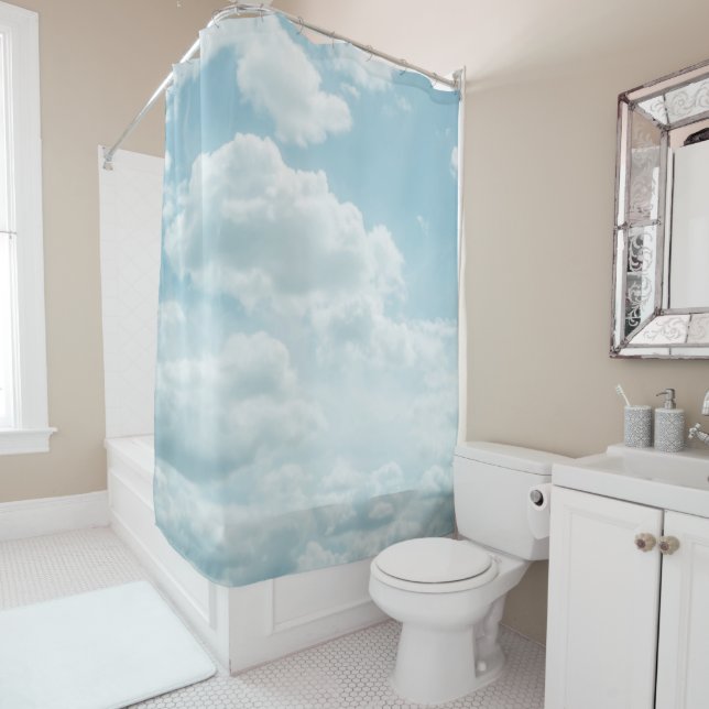 Soft Blue Clouds #2 #clouds #wall #art Shower Curtain (In Situ)