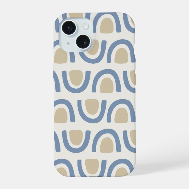 Soft Blue Coastal Arch Geometric Pattern iPhone 15 Case (Back)