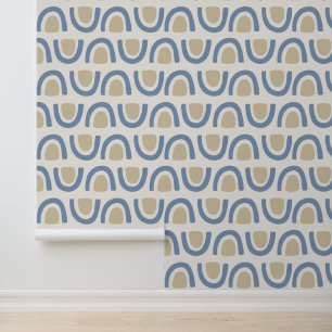 Soft Blue Coastal Arch Geometric Pattern Wallpaper