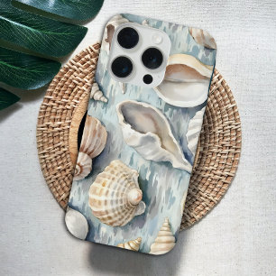Soft Blue Coastal Seashell Watercolor iPhone 15 Pro Case