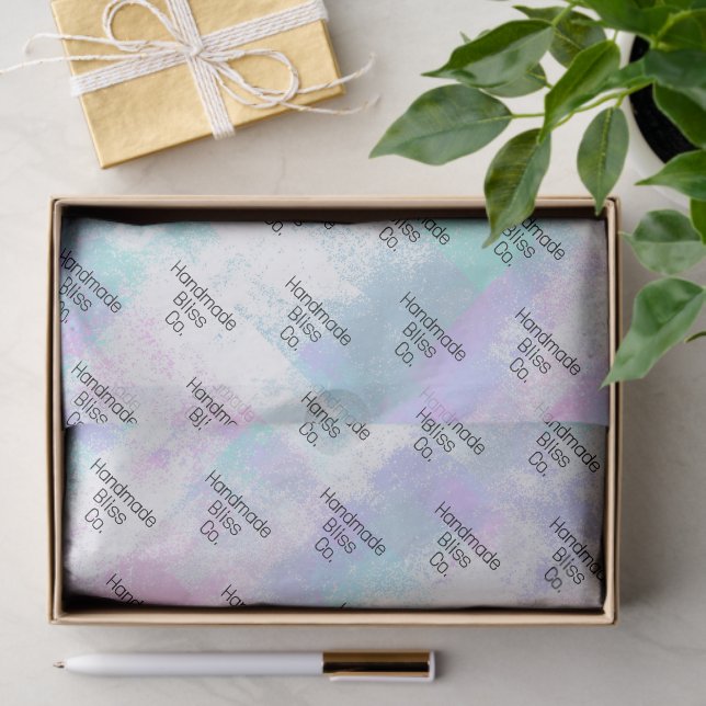 Soft Blue Colorful Watercolor Marble Tissue Paper (Gift)