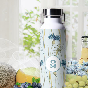 Soft Blue Cornflower Floral Water Bottle