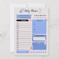 Soft Blue Daily Planner with Mood & Water Track