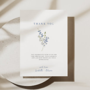 Soft Blue Delicate Floral Bouquet Thank You Card