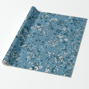 Soft Blue Ditsy Flower Pastel Boho 70s Vintage Wrapping Paper