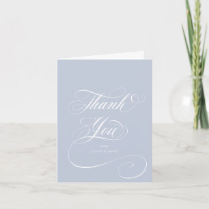 Soft Blue Elegant Script Graduation Photo+Message Thank You Card