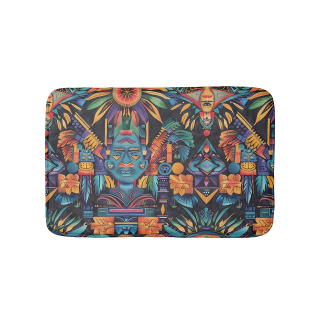 Soft Blue "Epochal Symmetry" Luxe Small Bath Mat (Front)