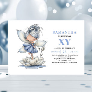 Soft Blue Fairy Girl 6th Birthday Pastel invitatio Invitation
