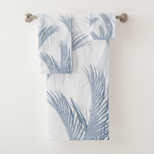 Soft Blue Feather Palm Bliss 1 Bath Towel Set