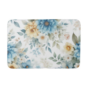 Soft Blue Floral  Bath Mat