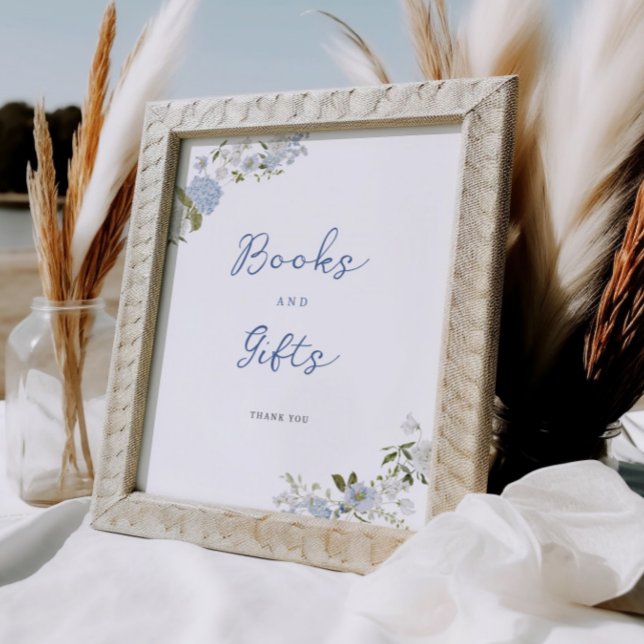 Soft Blue Floral Books and Gifts Poster (Creator Uploaded)