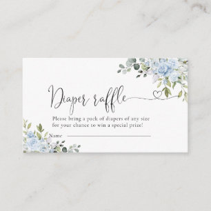 Soft Blue Floral Diaper Raffle Enclosure Card