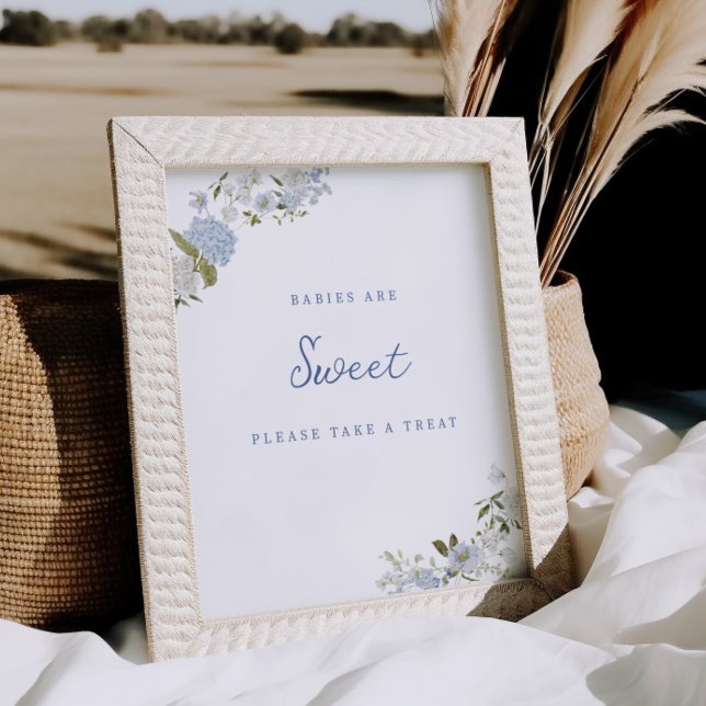 Soft Blue Floral Guess How Many Poster (Creator Uploaded)