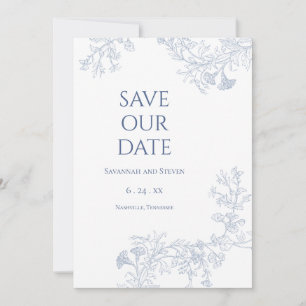 Soft Blue Floral Save the Date