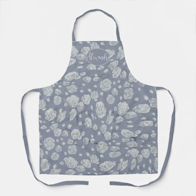 Soft Blue Floral Water’s Apron (Front)
