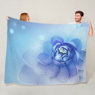 Soft Blue Floral Watercolor Bloom Design Fleece Blanket