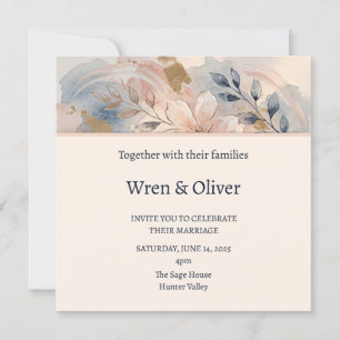 Soft Blue Floral Wedding Invitation