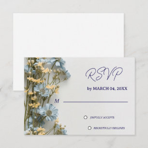 Soft Blue Floral Wedding RSVP Card