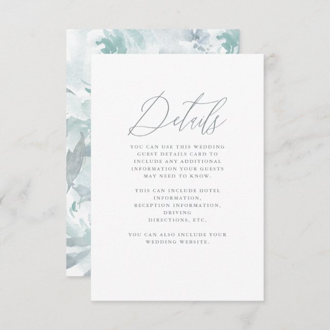 Soft Blue Floral with Calligraphy Wedding Enclosure Card (Front/Back)