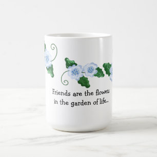 Soft Blue Floral with Friendship Saying Coffee Mug