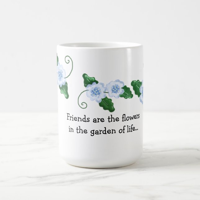 Soft Blue Floral with Friendship Saying Coffee Mug (Center)