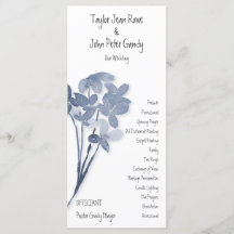 Soft Blue Flower Wedding Program