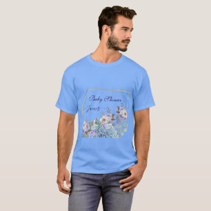 Soft Blue Flowers Buds Hydrangea Lilac Baby Shower T-Shirt