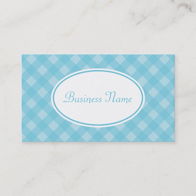 Soft Blue Gingham Business Card (Front)