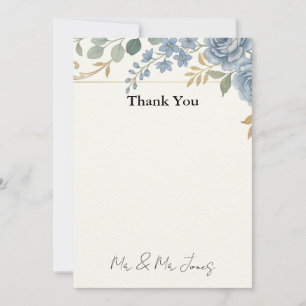 Soft Blue Green Botanical Thank You Card