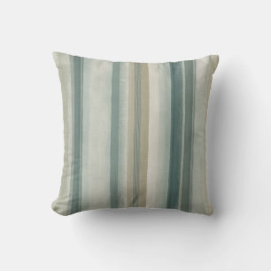 Soft Blue Green Light Teal Beige Weathered Stripe Cushion